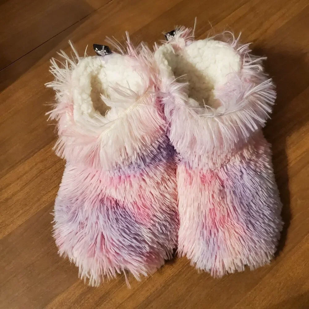Justice Girl's Size M/L 5.5 - 7.5 Tie Dye Faux Fur Bootie Slippers